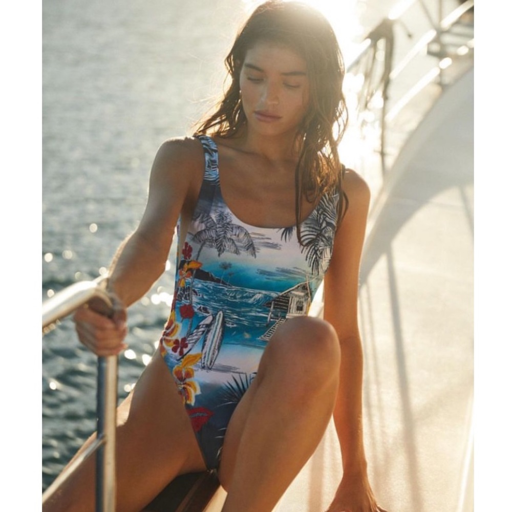 Agua Bendita Surfer Tribeca Shaka Embellished One Piece Swimsuit- L